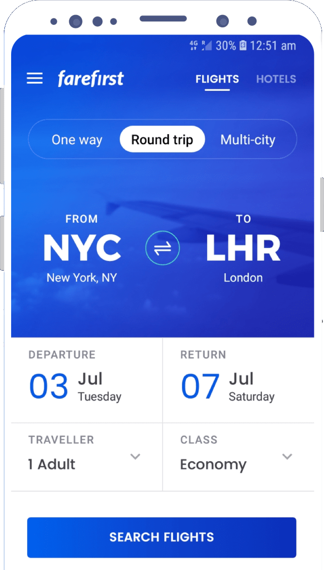 FareFirst Hotel and Flight Booking app